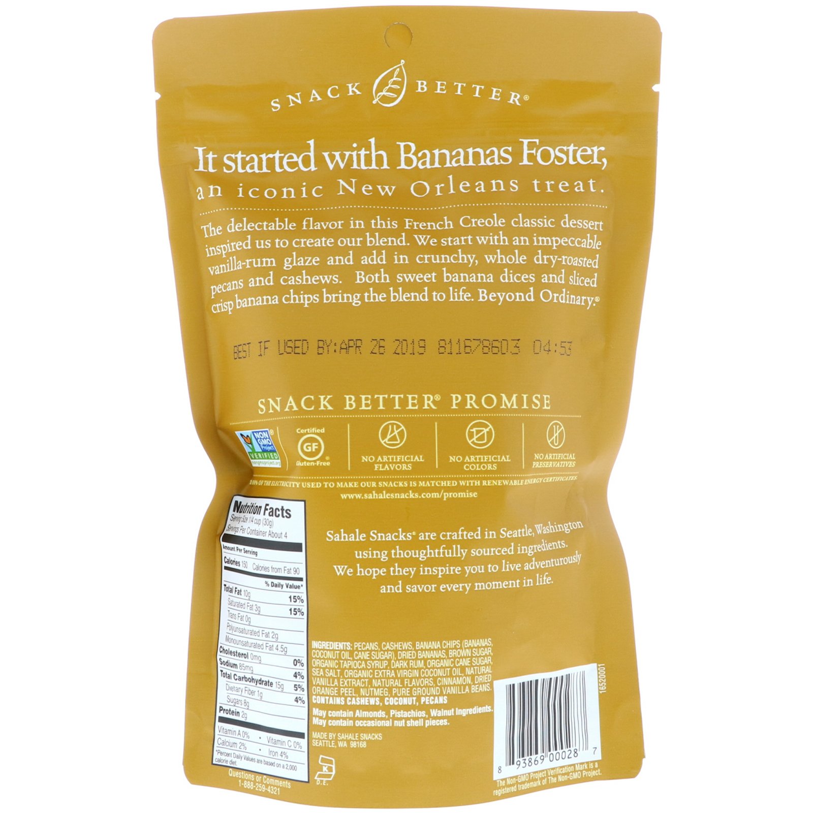 Sahale Snacks, Mistura Para Cobertura, Nozes Pecan com Rum e Banana, 113 g (4 oz) - Imagem 2