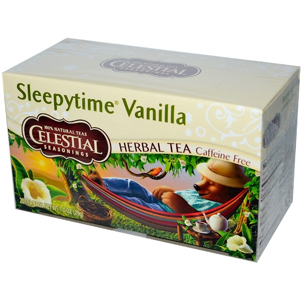 Celestial Seasonings, Chá de Ervas, Baunilha para a Hora de Dormir, sem cafeína, 20 sachês de chá, 1.0 oz (29 g)
