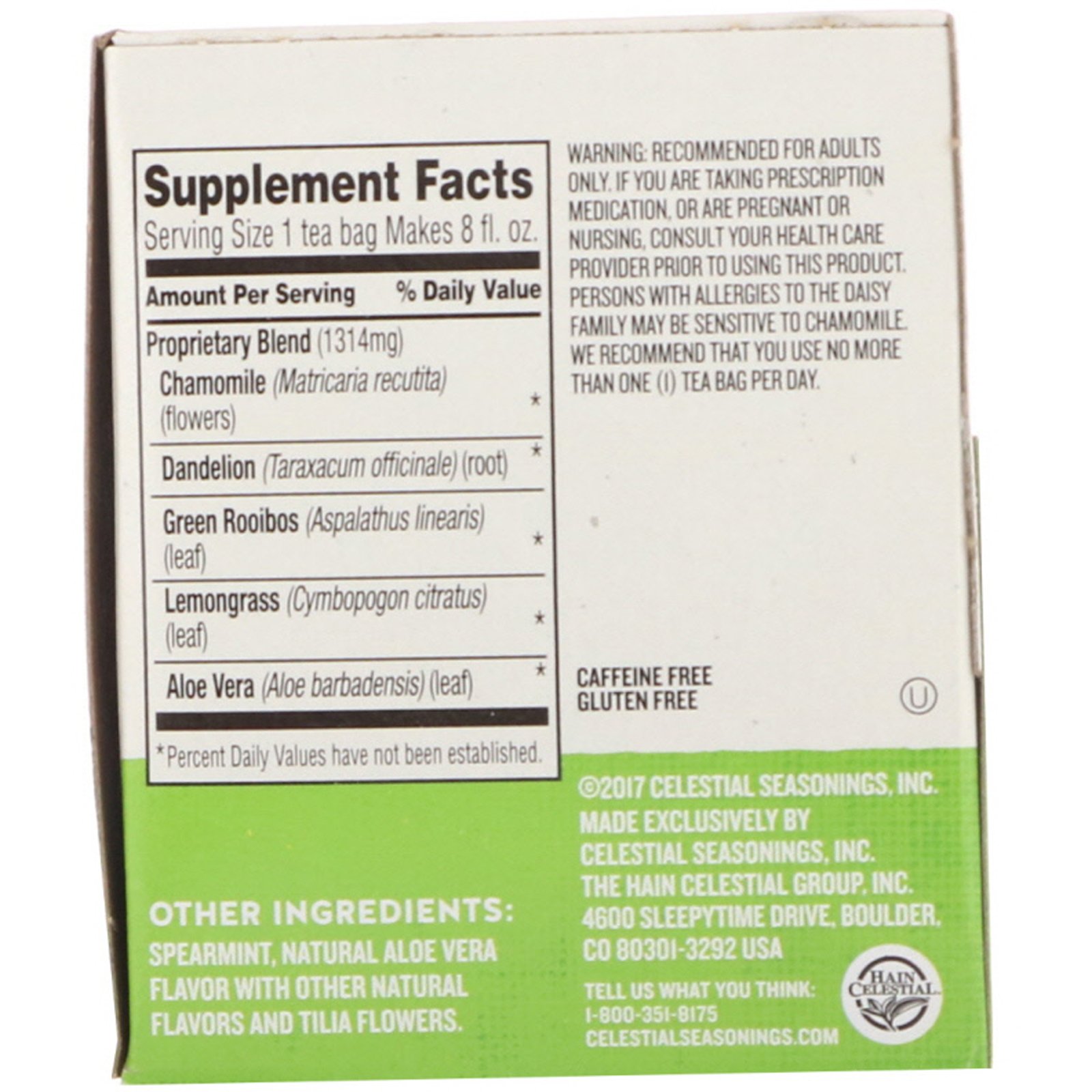 Celestial Seasonings, Chá do Bem-Estar, Detox para a Hora de Dormir, Sem Cafeína, 20 Saquinhos de Chá, 1,2 oz (35 g) - Imagem 2