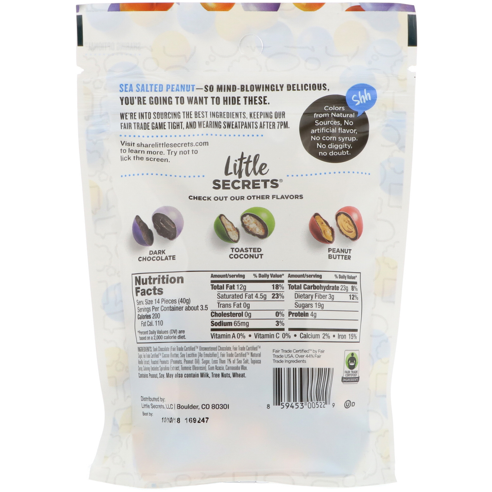 Little Secrets, Pedaços de Chocolate Amargo, Amendoim com Sal Marinho, 142 g - Imagem 2