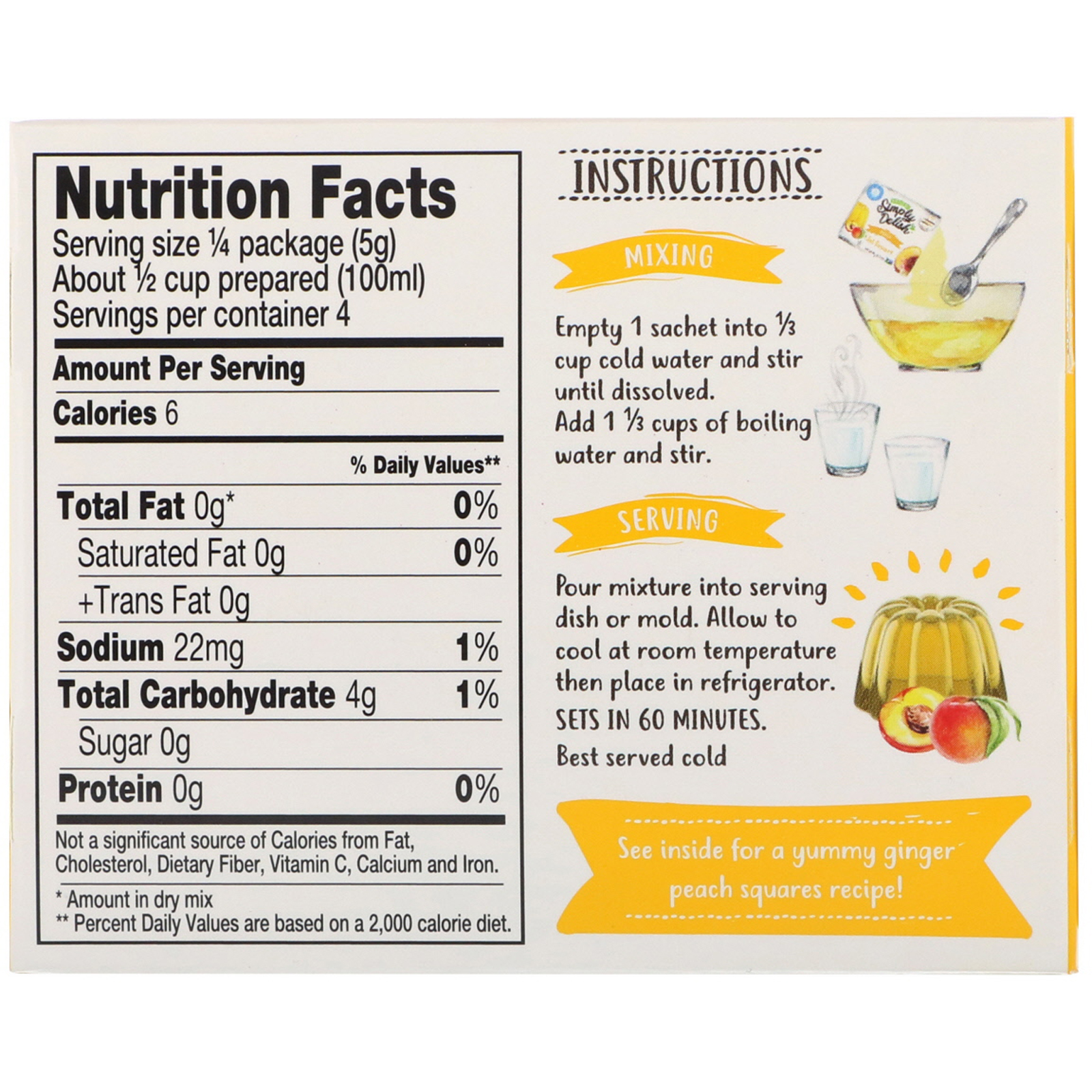 Natural Simply Delish, Natural Jel Dessert, Peach, 0.7 oz (20 g) - Imagem 2