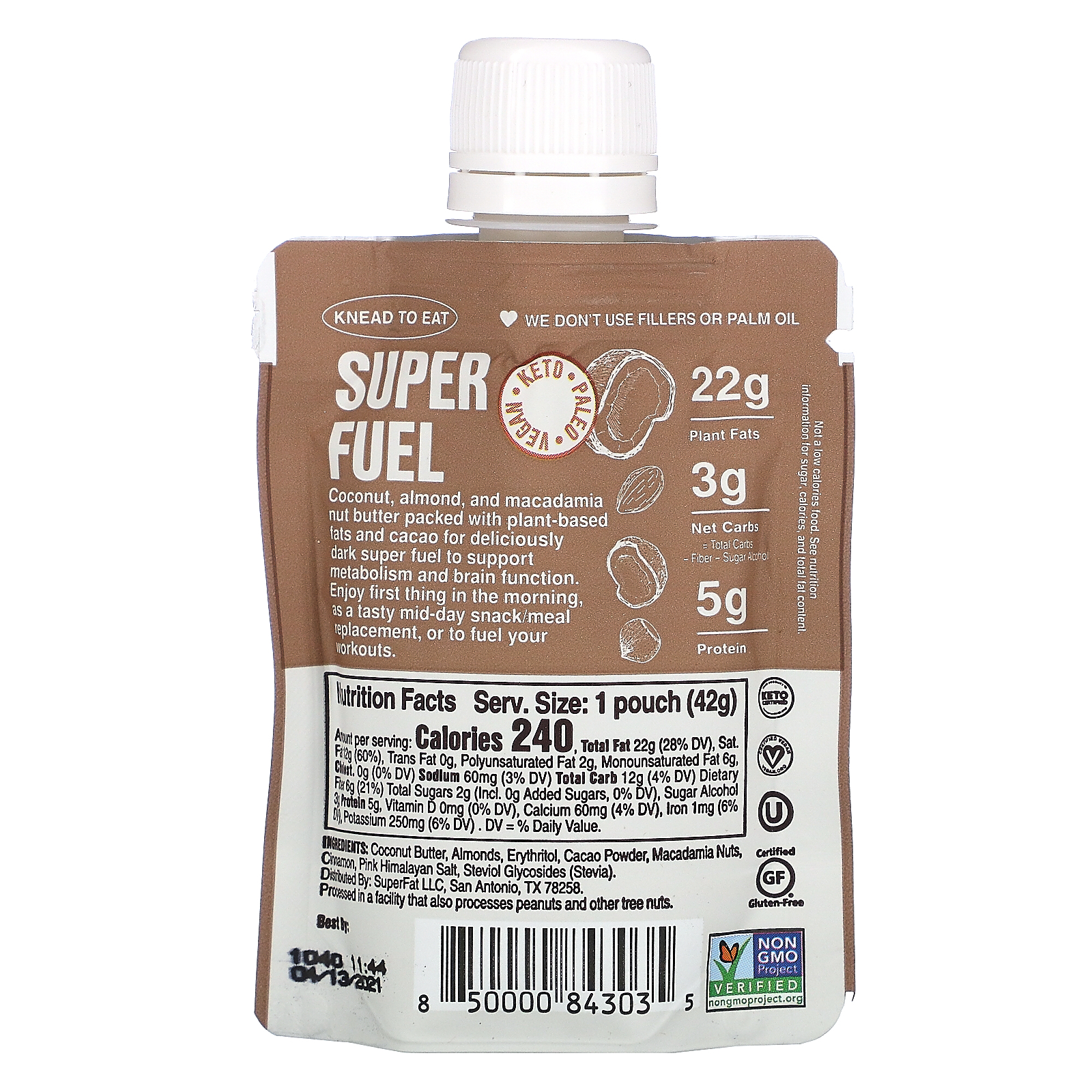 SuperFat, Keto Nut Butter, Cacao Coconut, 1.5 oz (42 g) - Imagem 2