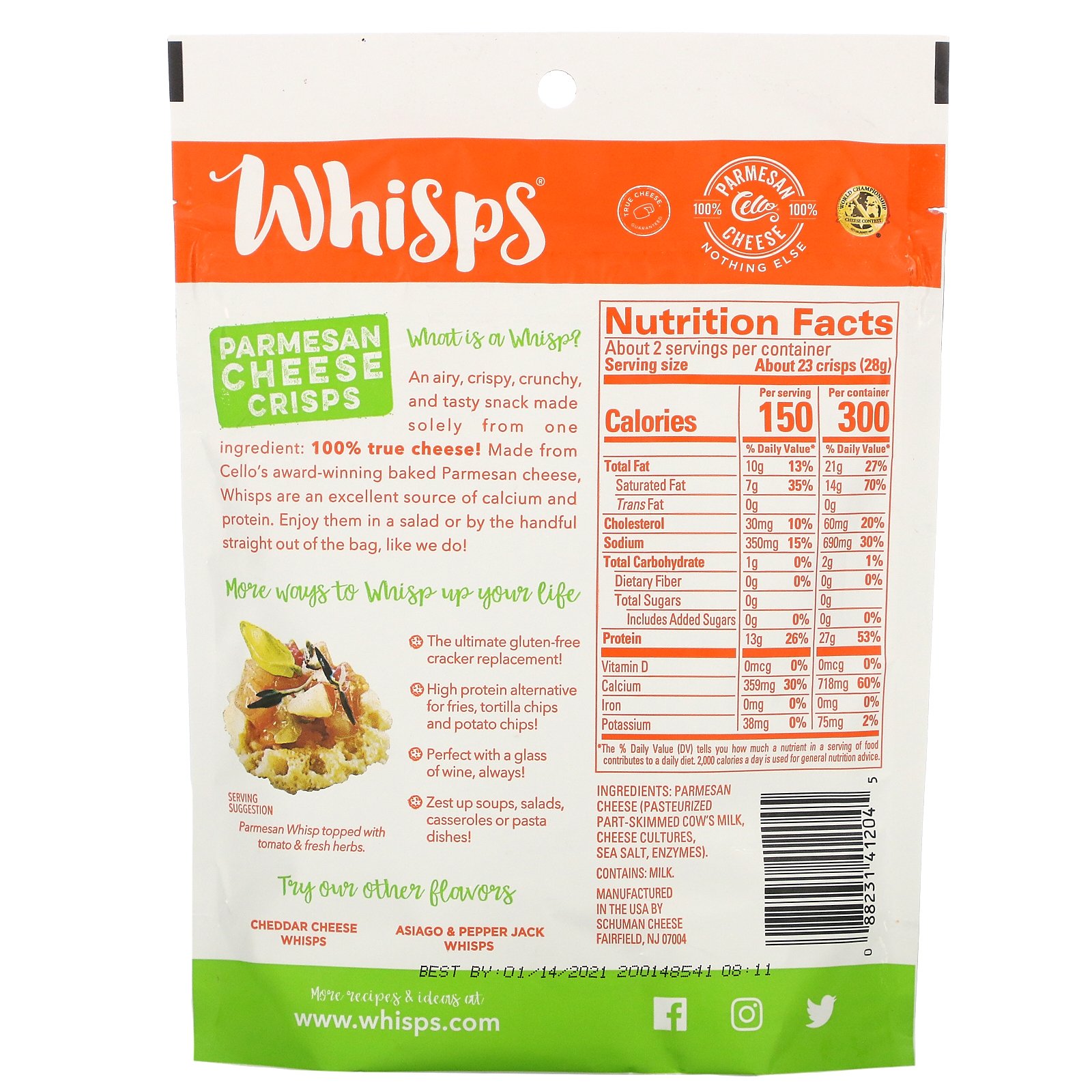 Whisps, Parmesan Cheese Crisps, 2.12 oz (60 g) - Imagem 2