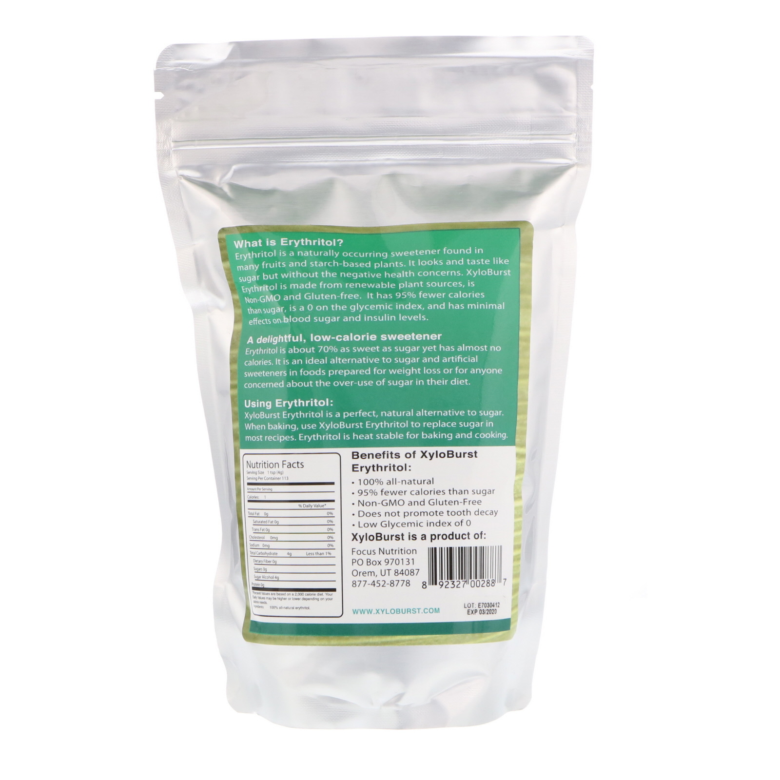 Xyloburst, Adoçante Natural de Eritritol, Adoçante de Baixo Índice Calórico, 1 lb. (454 g) - Imagem 2