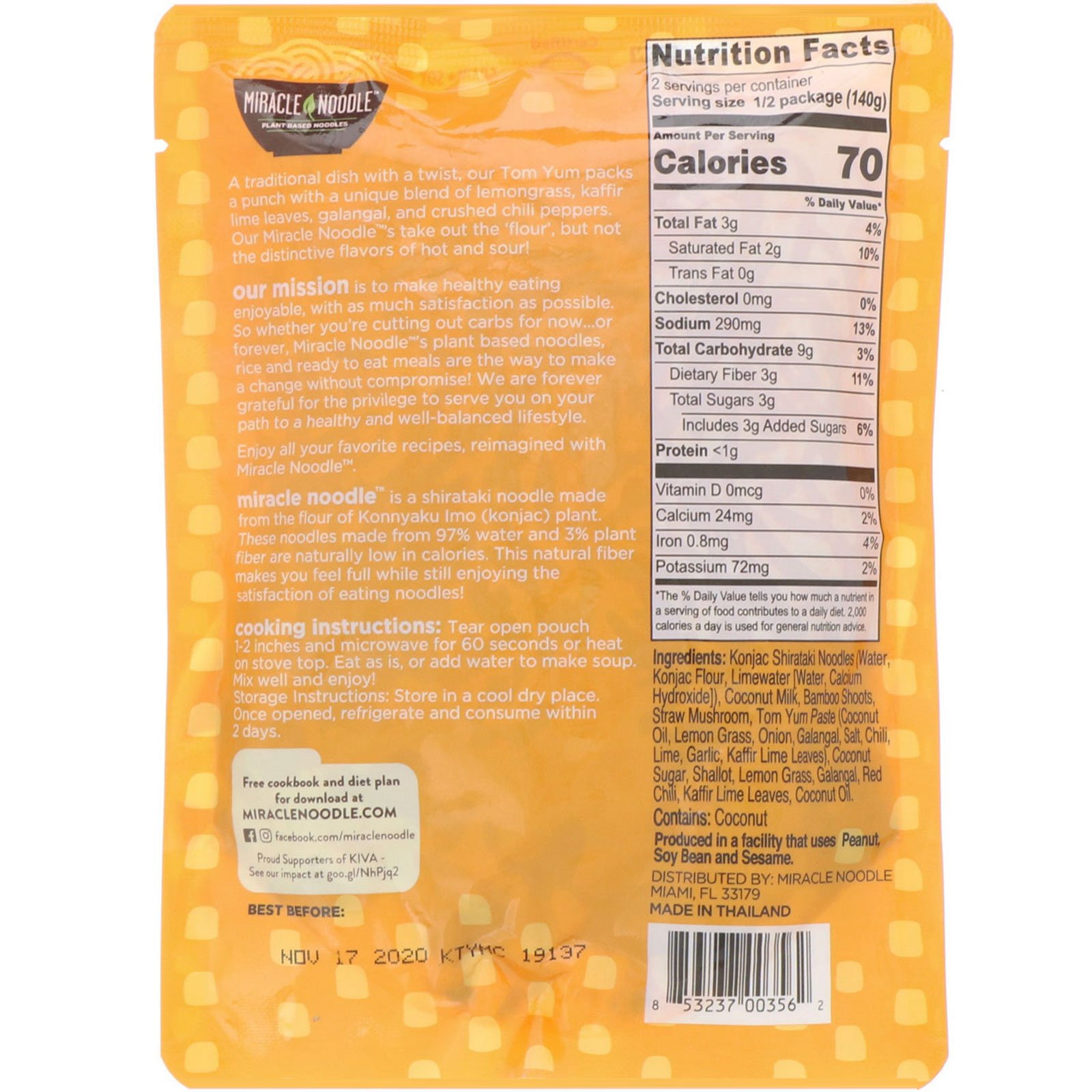 Miracle Noodle, Refeição Pronta para Comer, Thai Tom Yum, 280 g (9,9 oz) - Imagem 2