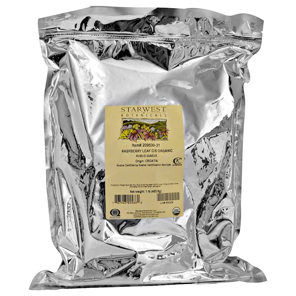 Starwest Botanicals, Folha de framboesa orgânica C/S, 453,6 g