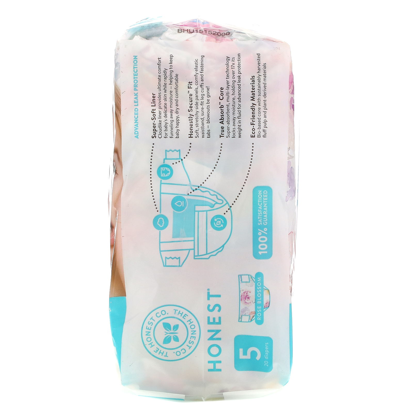 The Honest Company, Honest Diapers, Size 5, 27+ Pounds, Rose Blossom, 20 Diapers - Imagem 2