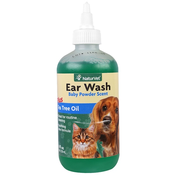 NaturVet, Limpa Ouvidos Com Óleo de Árvore-do-Chá, Cheirinho de Bebê, 236 ml (8 fl oz)