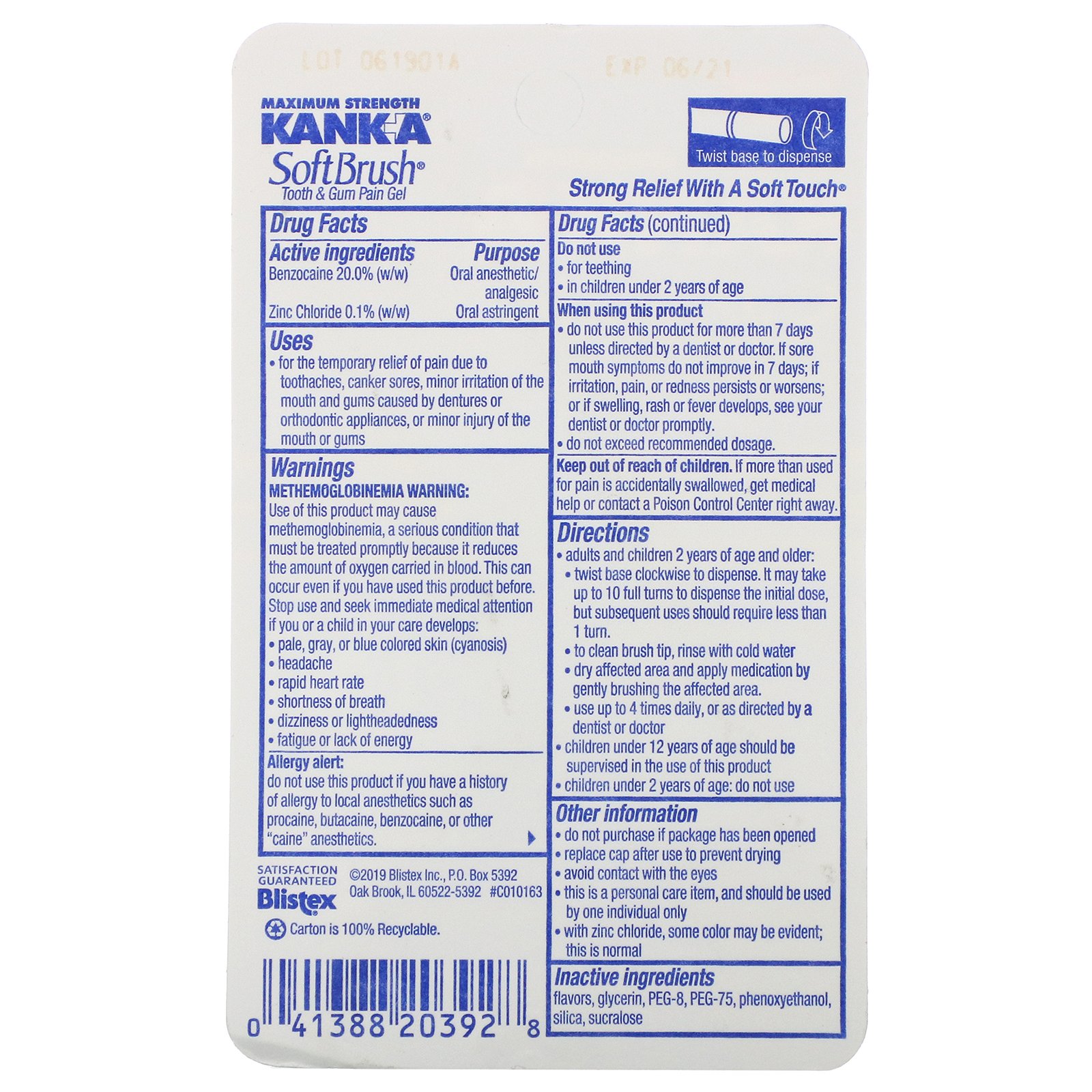 Blistex, Kank-A, SoftBrush, Tooth & Gum Pain Gel, 0.07 oz (2 g) - Imagem 2