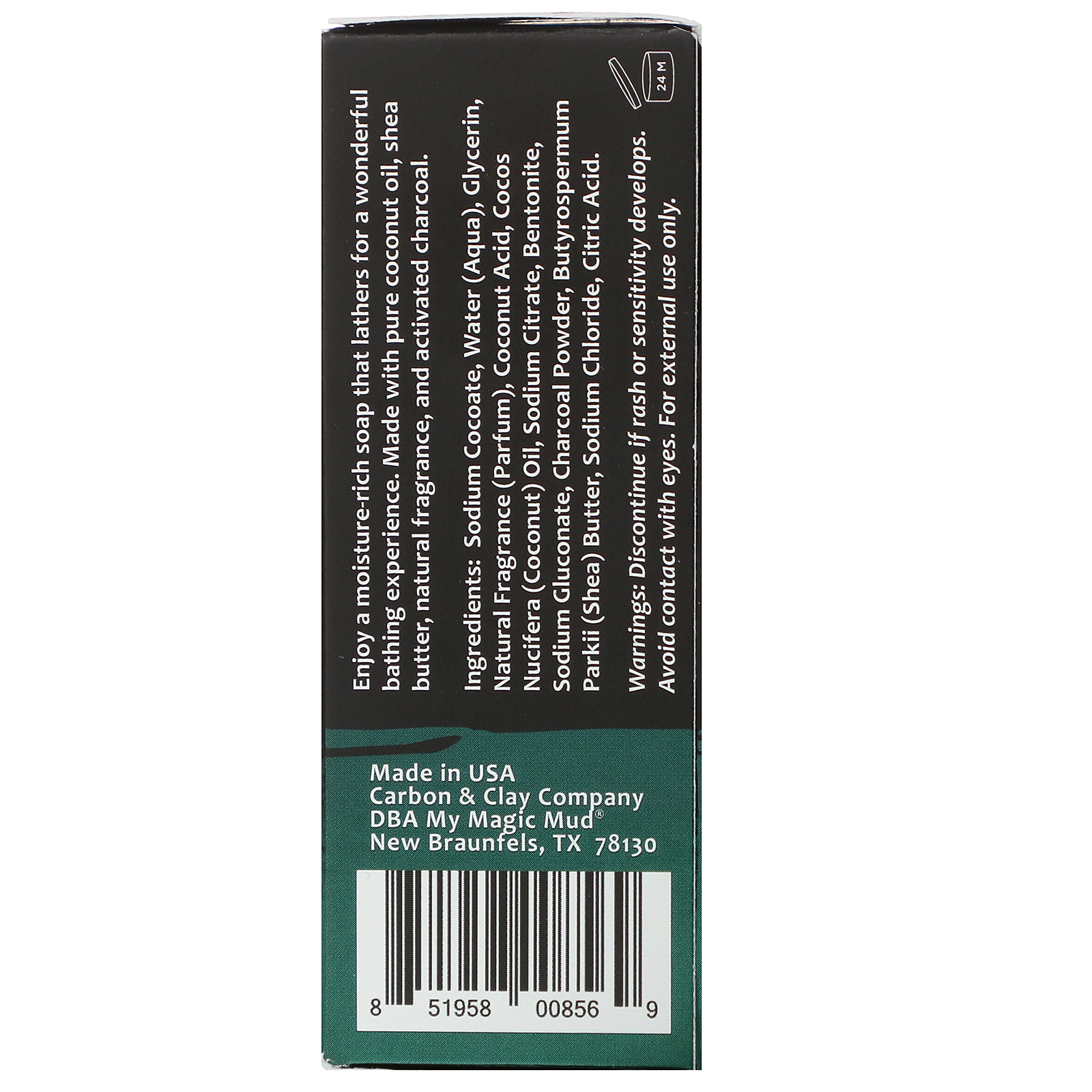 My Magic Mud, Charcoal, Coconut Oil Soap, Grounding Vetiver Amber, 5 oz (141.7 g) - Imagem 2
