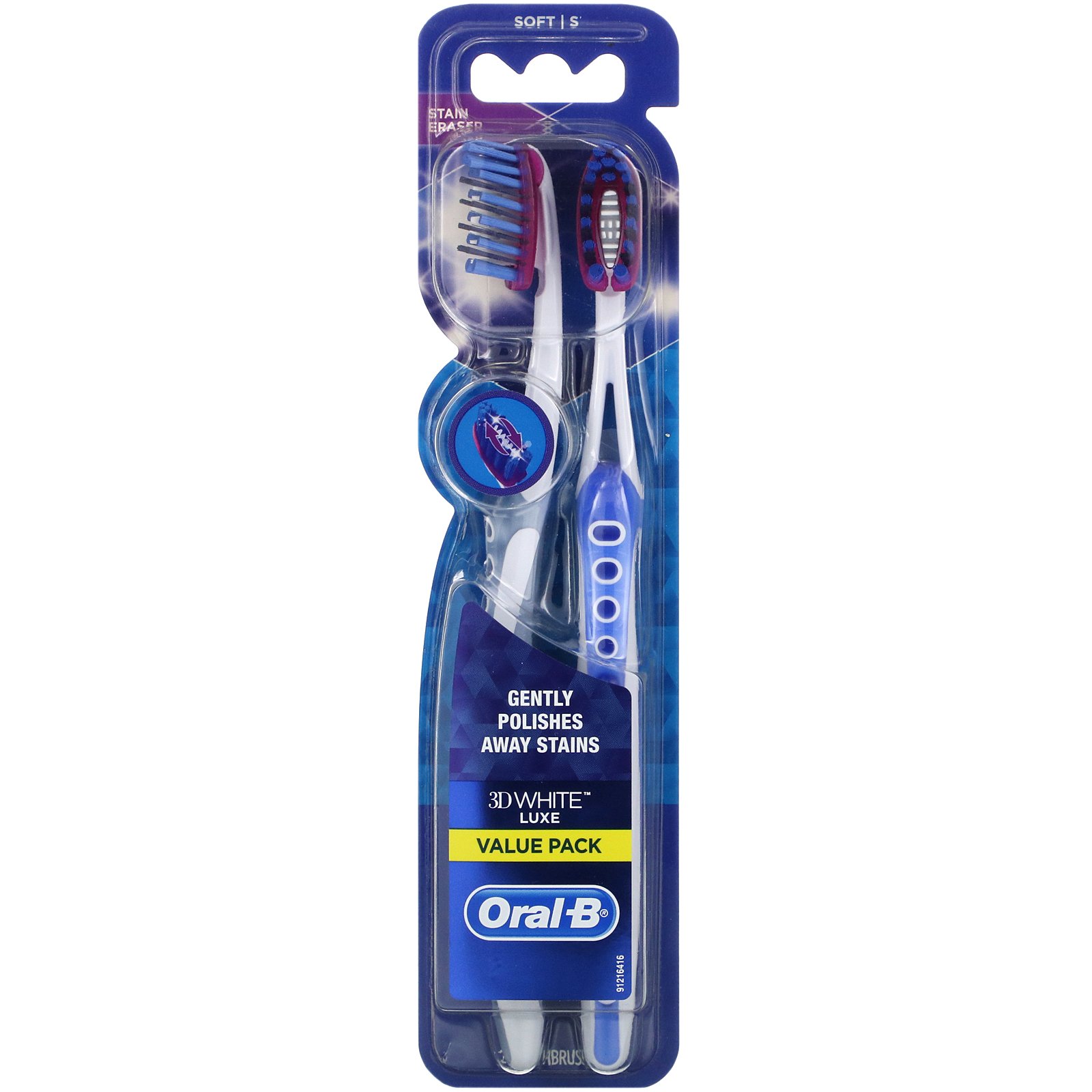 Oral-B, 3D White, Luxe Toothbrush, Soft, 2 Pack - Imagem 2