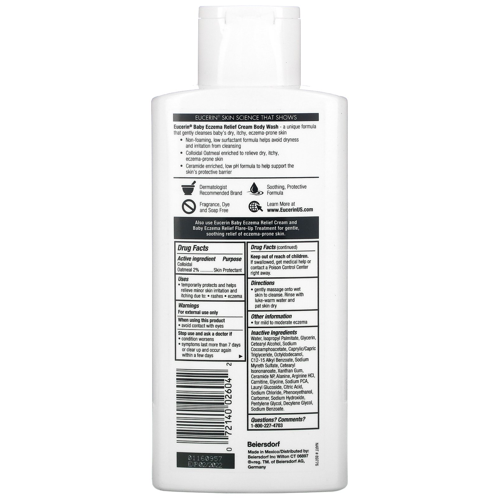 Eucerin, Baby, Eczema Relief, Cream Body Wash, 13.5 fl oz (400 ml) - Imagem 2