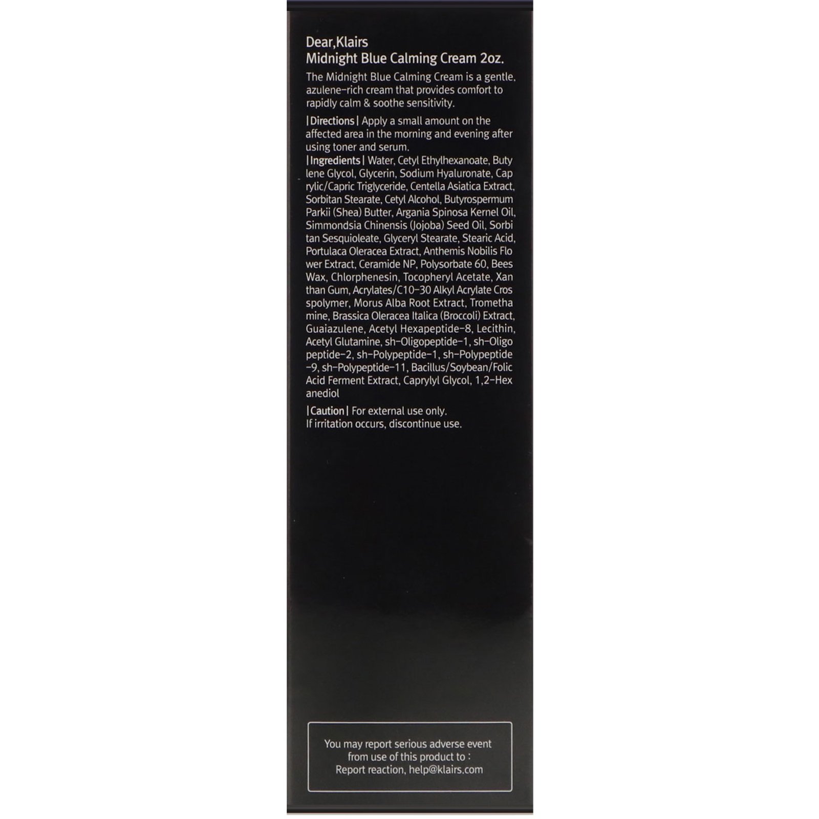 Dear, Klairs, Creme Calmante Azul da Meia-noite, 2 oz (60 ml) - Imagem 3