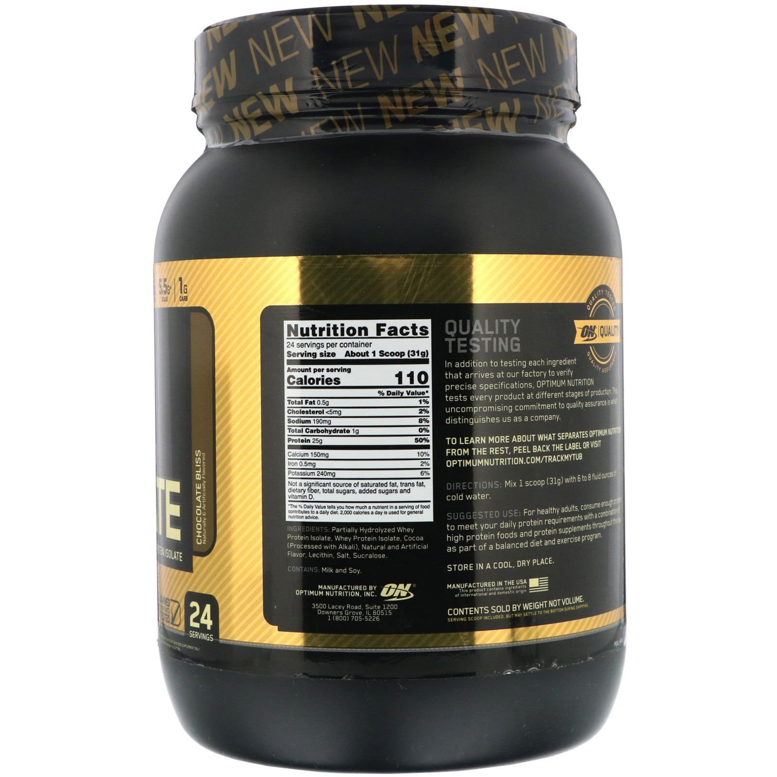 Optimum Nutrition, Gold Standard, Isolado 100%, Chocolate Bliss, 744 g (1,64 lb) - Imagem 2