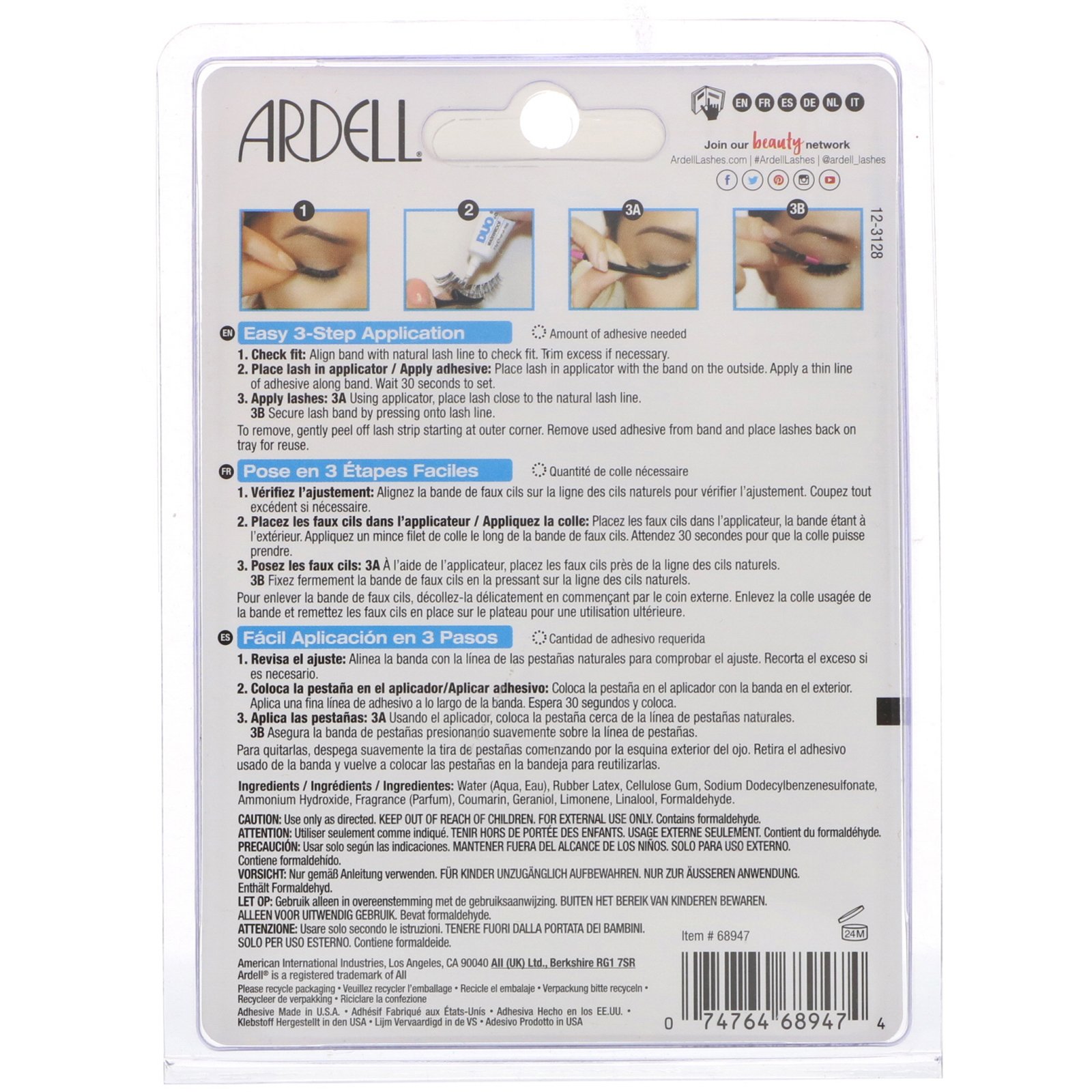 Ardell, Deluxe Pack, Wispies Lashes com Aplicador e Adesivo para Cílios, 1 Conjunto - Imagem 2