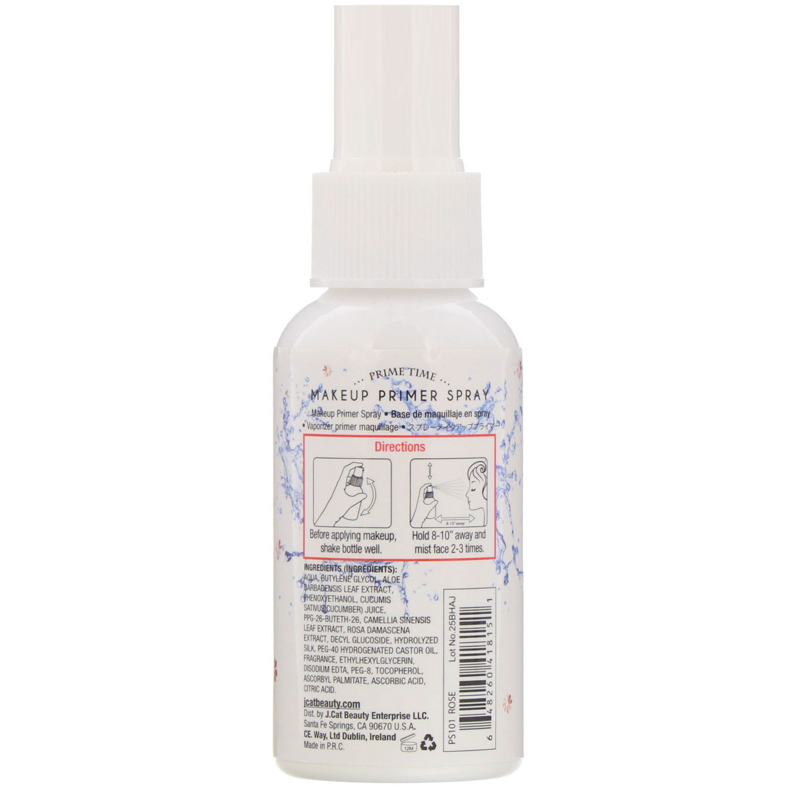 J.Cat Beauty, Primer em spray para maquiagem, PS101 Rosa, 60 ml - Imagem 2
