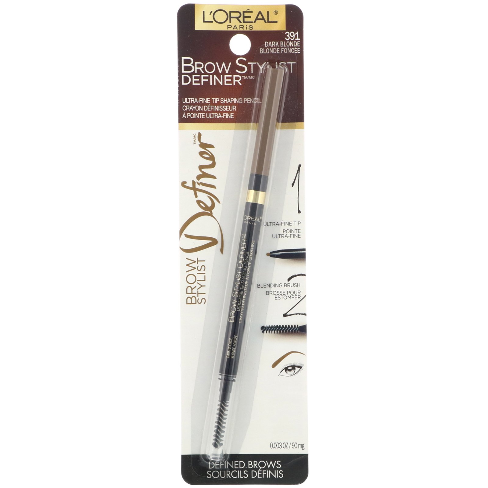 L'Oreal, Brow Stylist Definer, Ponta ultrafina, 391 Loiro escuro, 90 mg - Imagem 2