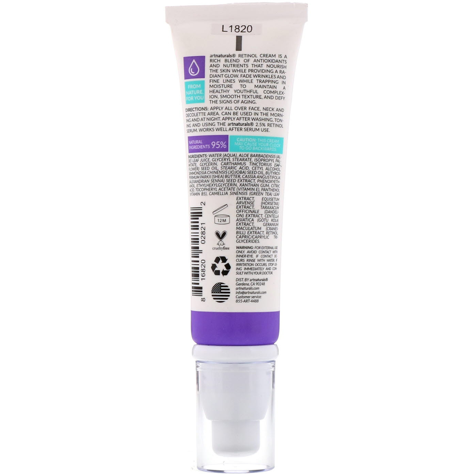 Artnaturals, Retinol Cream, Age Defense + Moisturizing Formula, 1.7 oz (50 ml) - Imagem 2