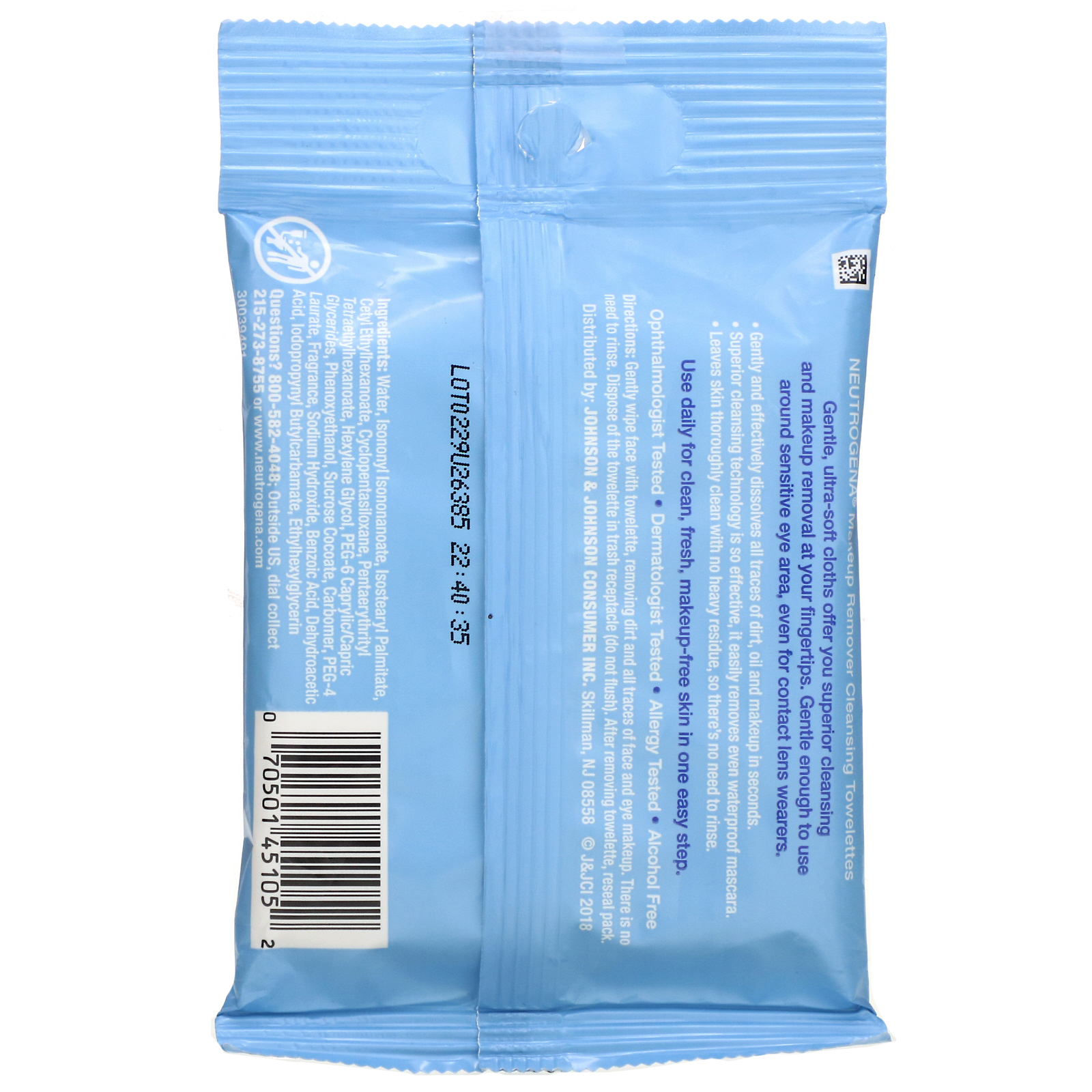 Neutrogena, Makeup Remover Cleansing Towelettes, 7 Pre-Moistened Towelettes - Imagem 2