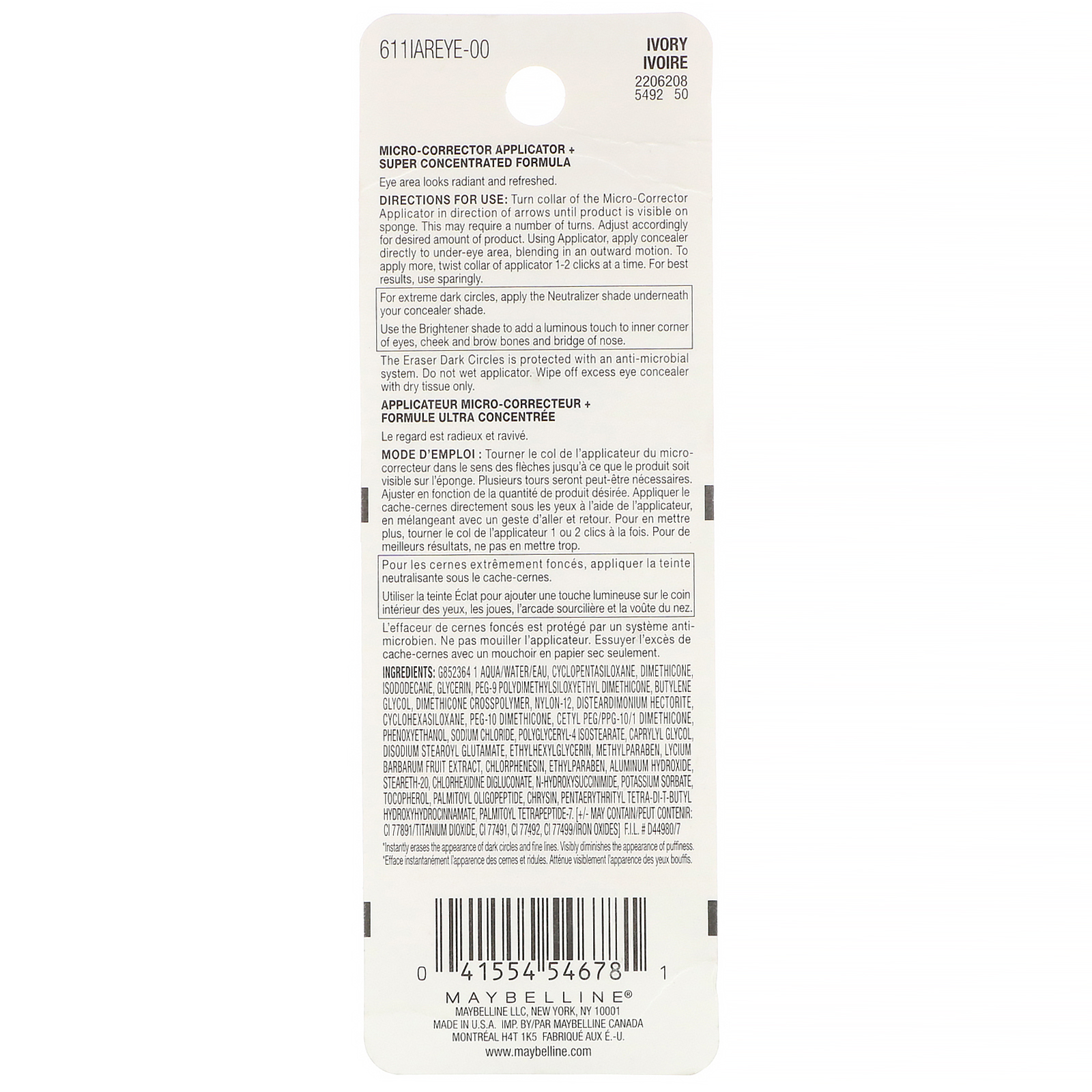 Maybelline, Instant Age Rewind, corretivo de tratamento, cobertura das olheiras, 100 Ivory, 6 ml - Imagem 3