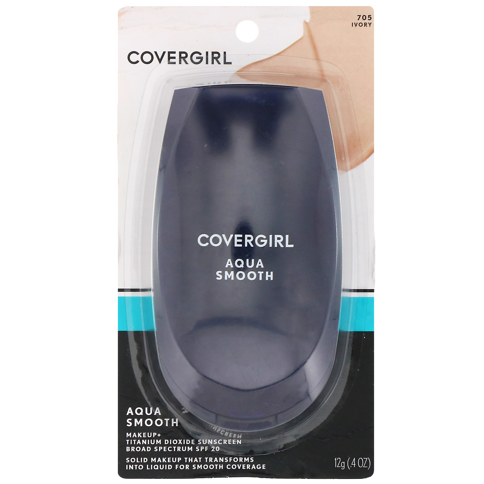 Covergirl, Aqua Smooth, Base, FPS 20, 705 Marfim, 12 g - Imagem 2