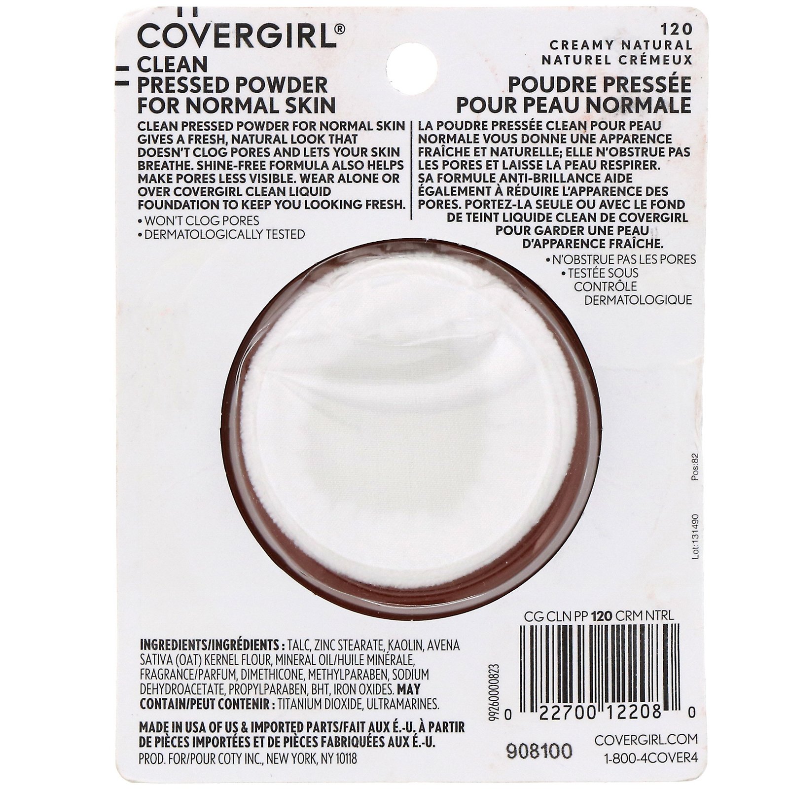 Covergirl, Clean, Base em pó compacto, 120 Natural cremoso, 11 g - Imagem 3