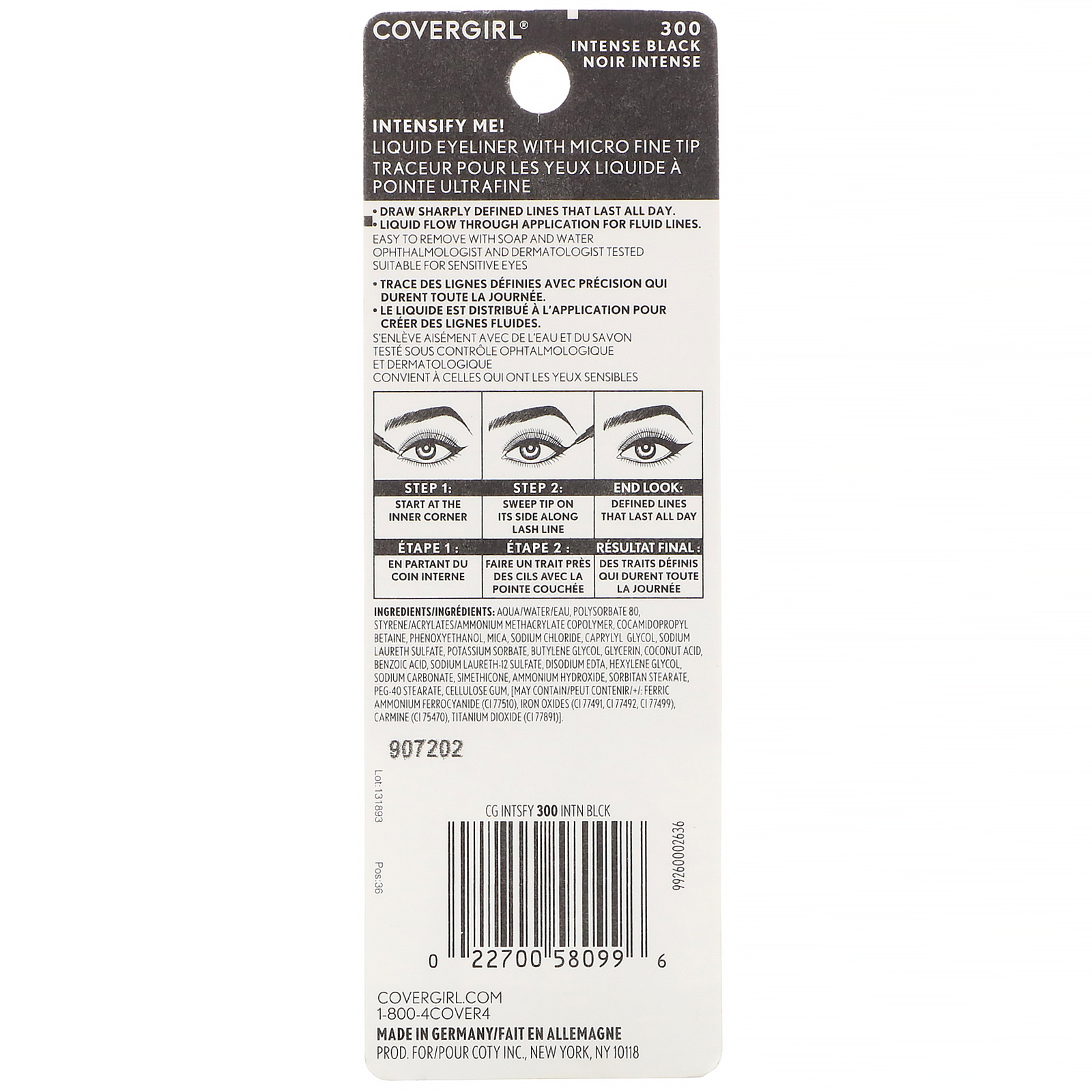 Covergirl, Intensify Me! Delineador líquido, 300 Preto intenso, 1 ml - Imagem 3