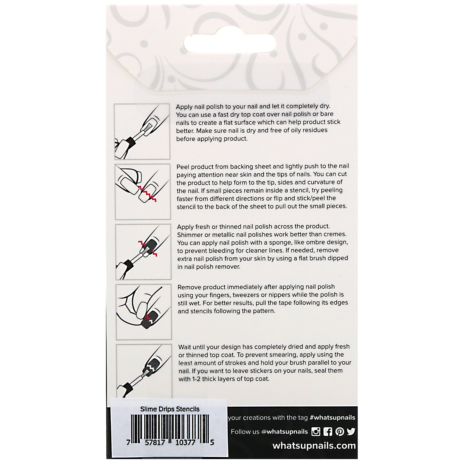Whats Up Nails, Stencils de gota de slime, 30 peças - Imagem 2