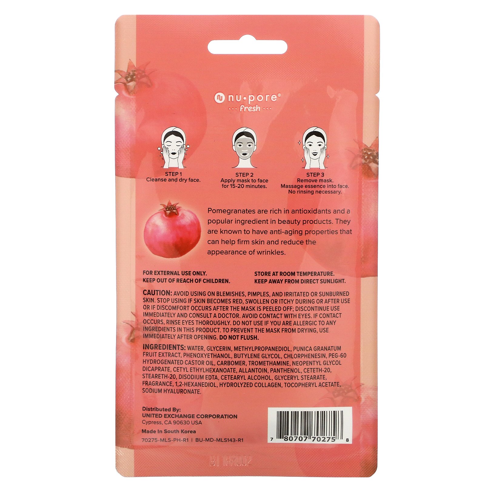 Nu-Pore, Best Self Forward Sheet Mask, Pomegranate, 1 Sheet - Imagem 2