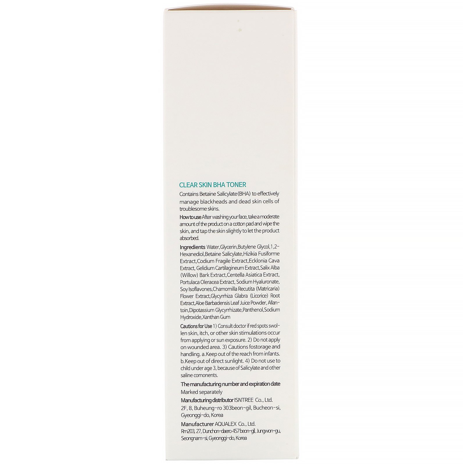 Isntree, Clear Skin BHA Toner, 200 ml (6,76 fl oz) - Imagem 3
