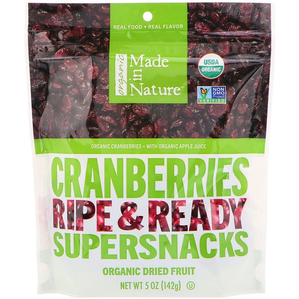 Made in Nature, Organic Dried Cranberries, Ripe & Ready Supersnacks, 142 g (5 oz)