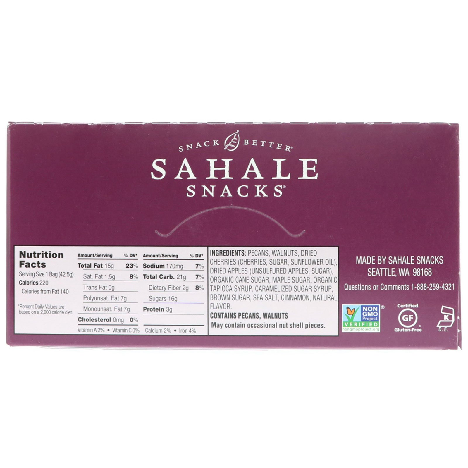 Sahale Snacks, Mistura Para Cobertura, Nozes Pecan e Bordo, 9 Pacotes, 42,5 g (1,5 oz) Cada - Imagem 3