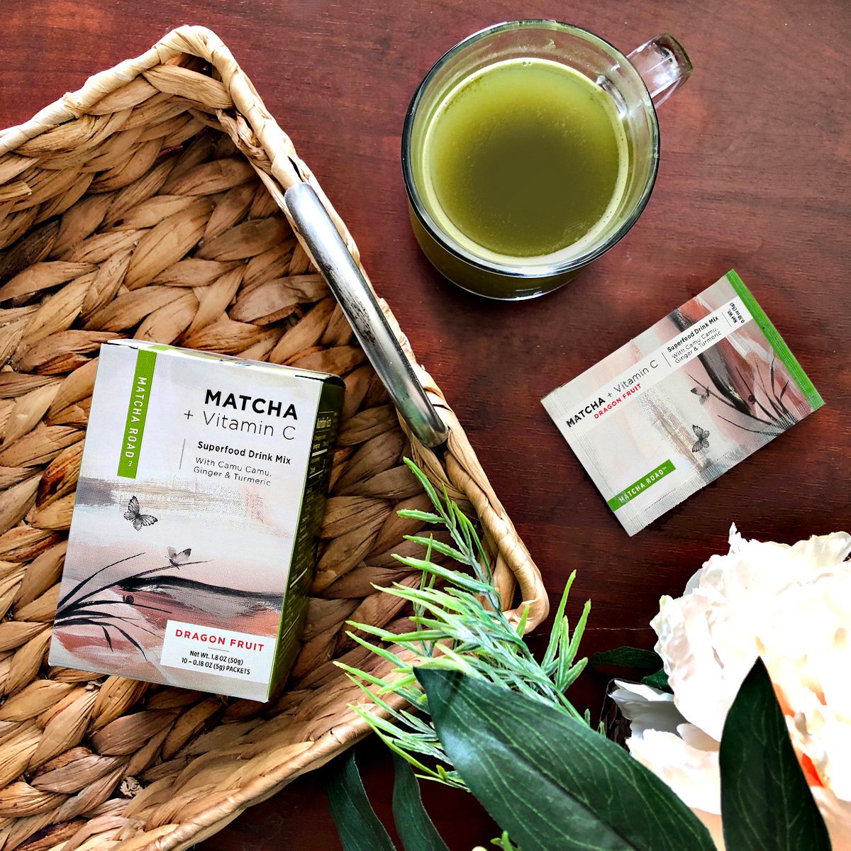 Matcha Road, Matcha + Vitamina C, Mistura de Superalimentos para Bebidas, Pitaia, 10 Envelopes, 5 g (0,18 oz) Cada - Imagem 4