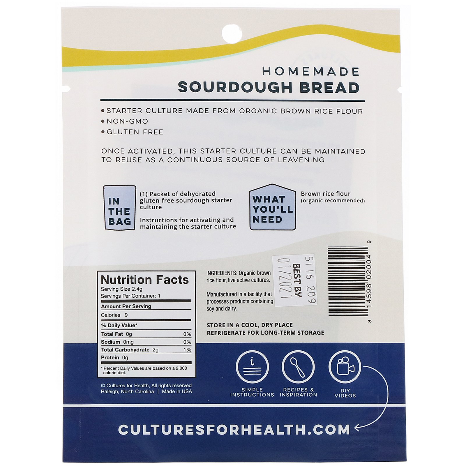Cultures for Health, Gluten-Free Sourdough , 1 Packet, .08 oz (2.4 g) - Imagem 2