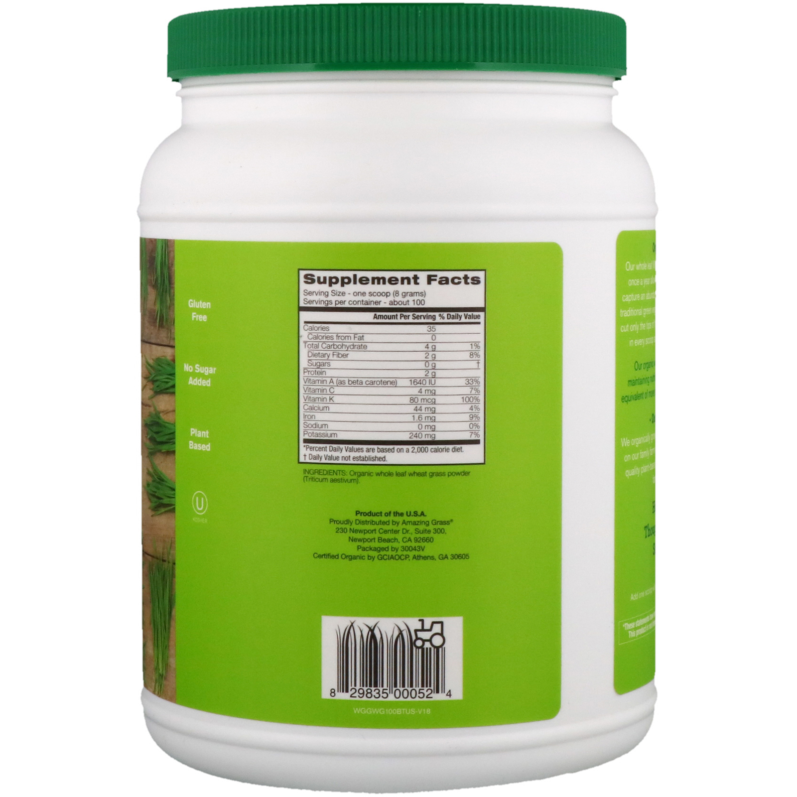 Amazing Grass, Relva de Trigo Orgânico, 28,2 oz (800 g) - Imagem 2