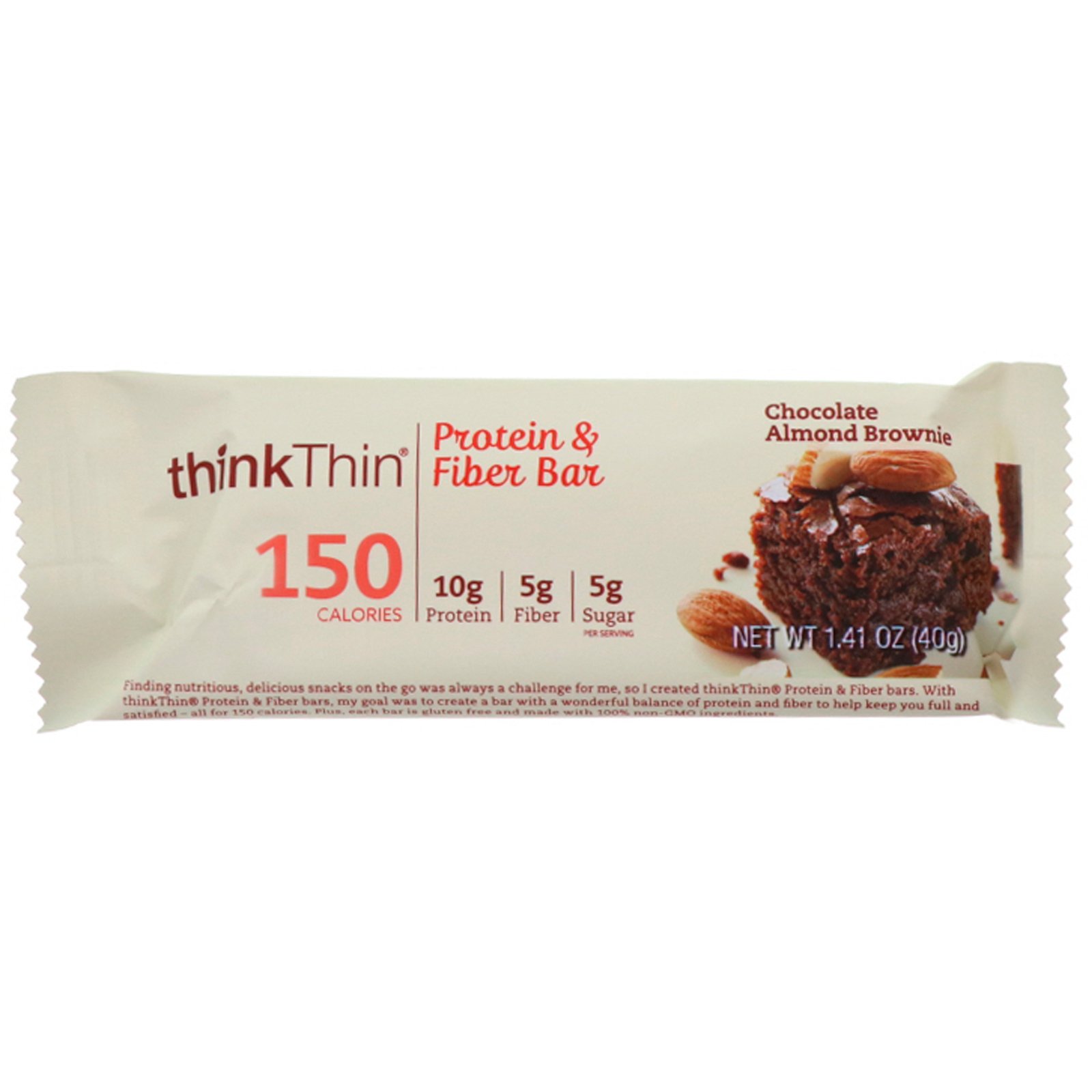 ThinkThin, High Protein Bars, Chocolate Almond Brownie, 10 Bars, 1.41 oz (40g) Each - Imagem 4