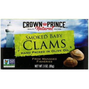 Comprar crown prince natural, smoked baby clams in olive oil, 3 oz (85 g) preço no brasil alimentos atum crown prince natural frutos do mar marcas a-z suplemento importado loja 17 online promoção -