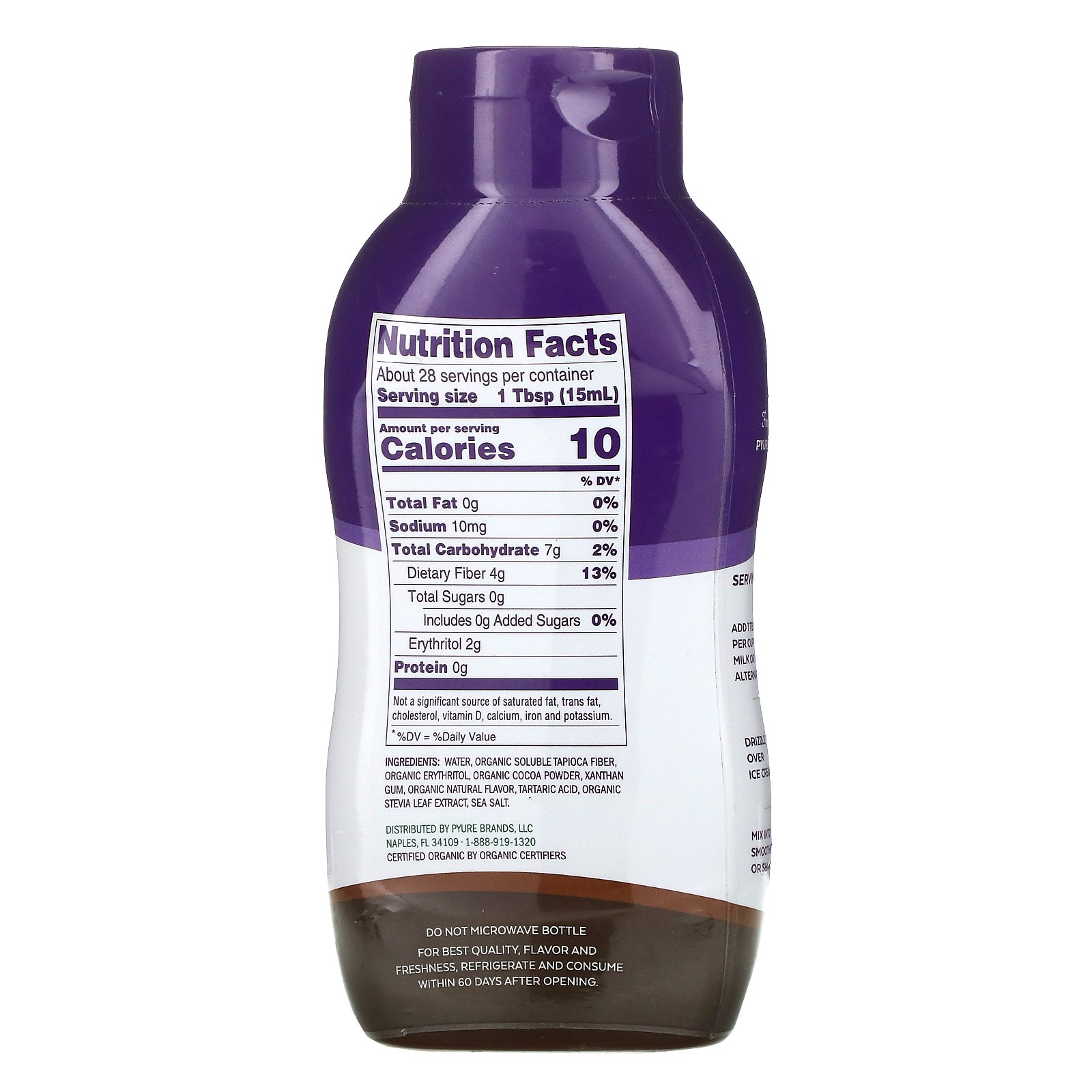 Pyure, Organic Sugar-Free Chocolate Flavored Syrup, 14 fl oz (415 ml) - Imagem 2