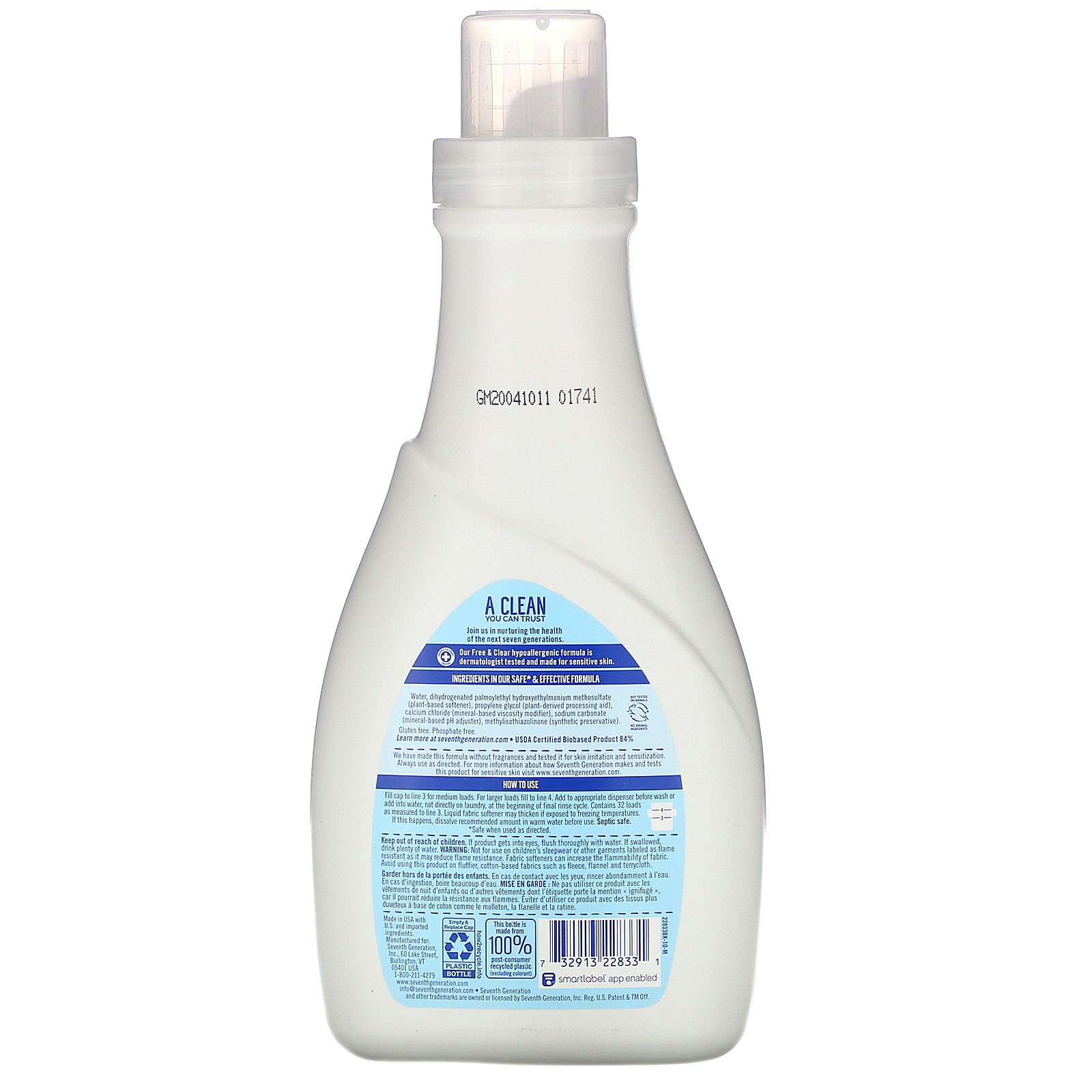 Seventh Generation, Fabric Softener, Free & Clear, 32 fl oz (946 ml) - Imagem 2