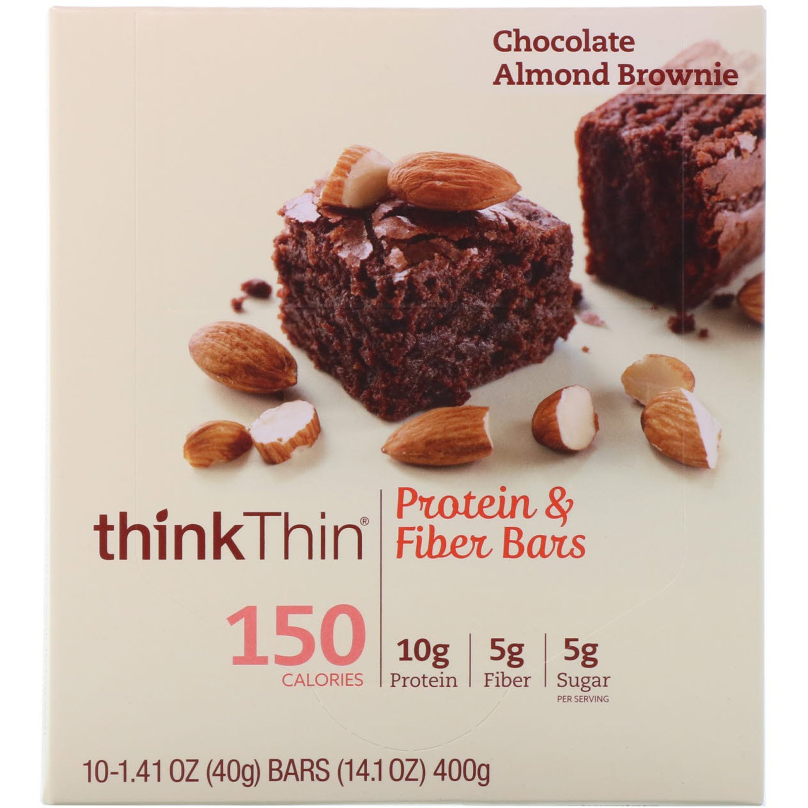ThinkThin, High Protein Bars, Chocolate Almond Brownie, 10 Bars, 1.41 oz (40g) Each - Imagem 2