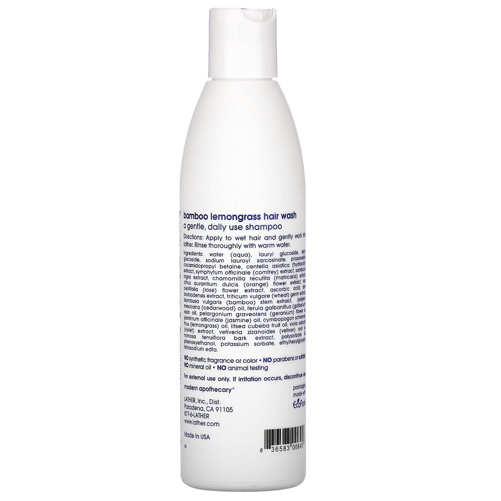 Lather, Bamboo Lemongrass Hair Wash, 8 fl oz (236 ml) - Imagem 2