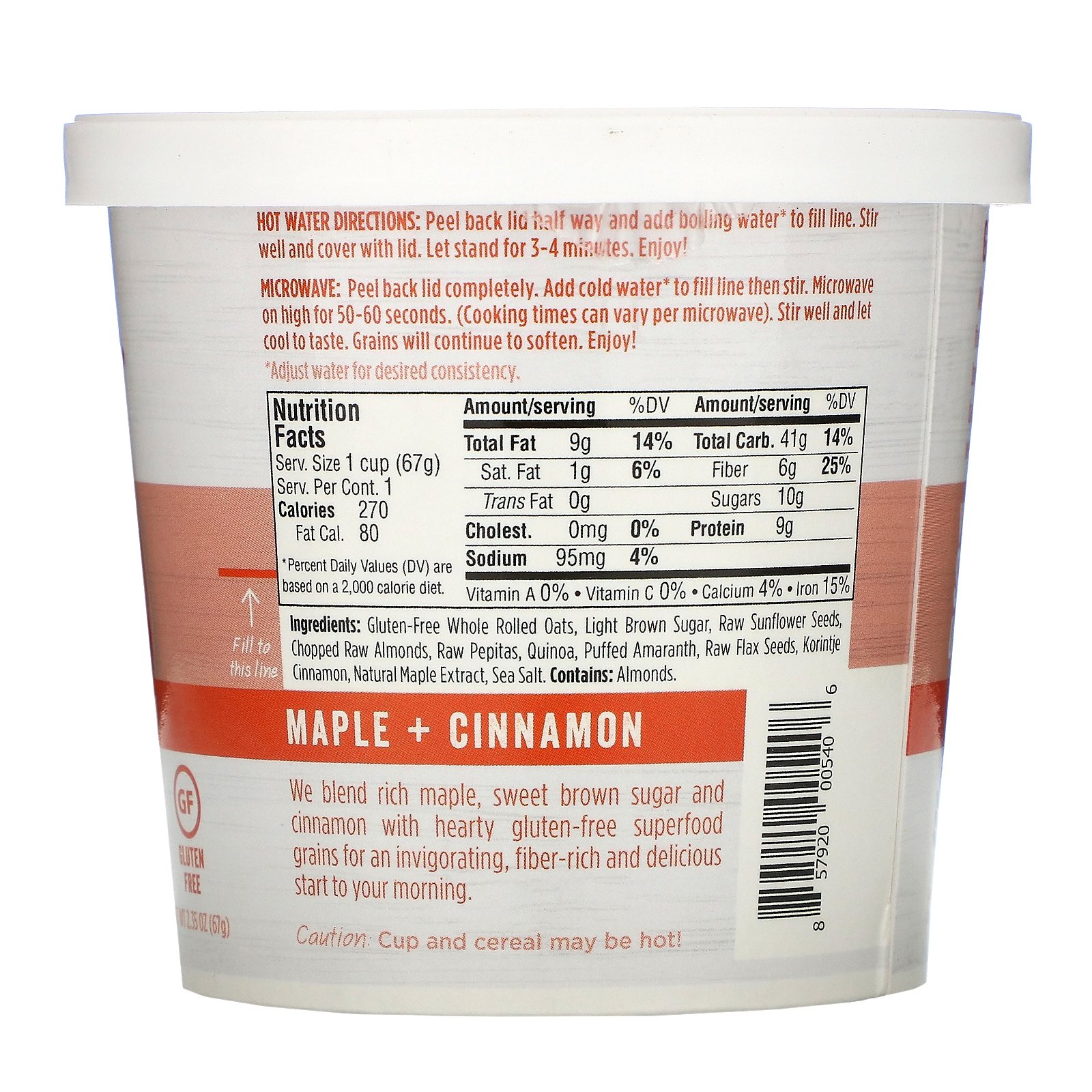 Earnest Eats, Superfood Oatmeal, Maple + Almond + Cinnamon, 2.35 oz (67 g) - Imagem 2