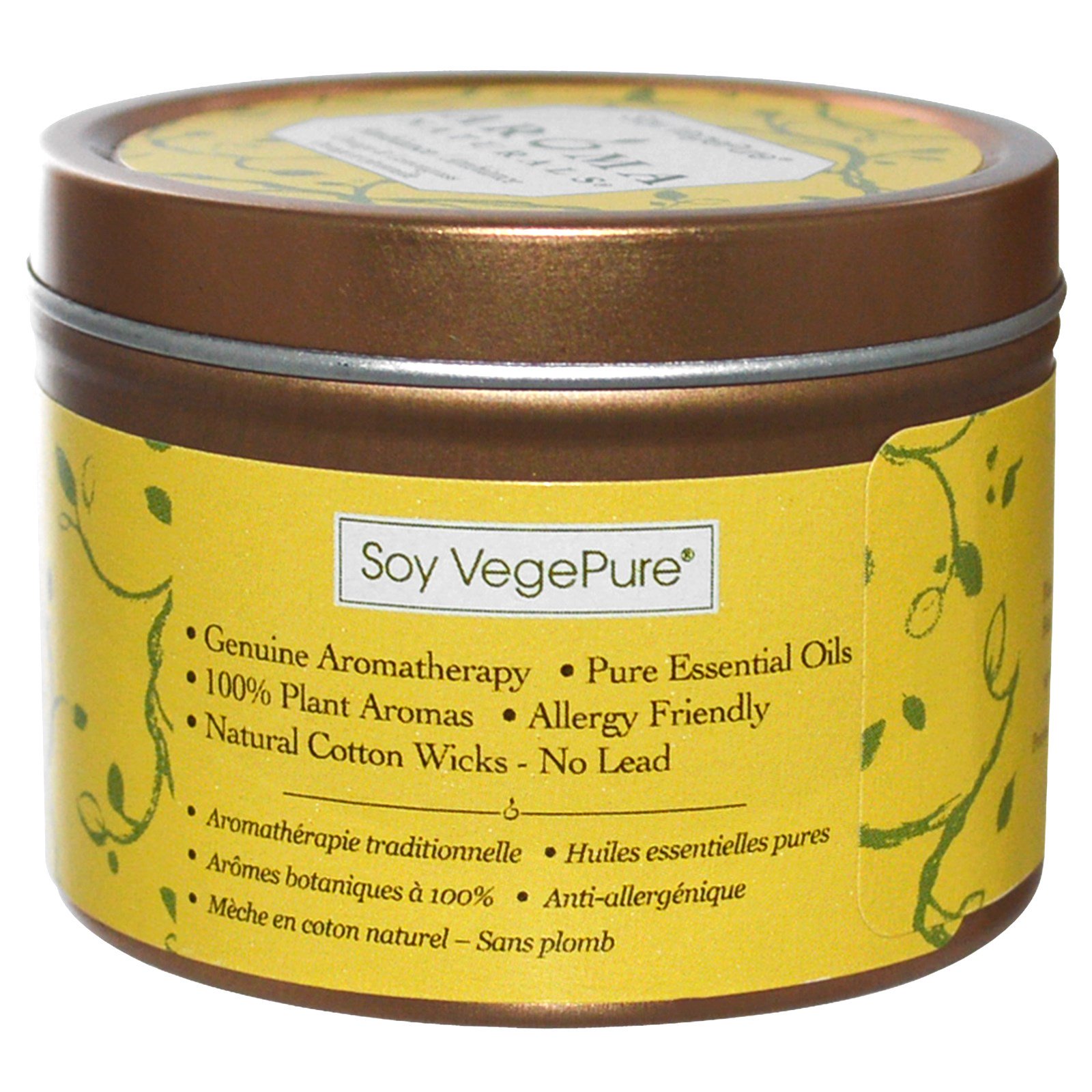 Aroma Naturals, Soy VegePure, Vela em Lata para Viagem, Ambientação, Laranja e Capim-limão, 79,38 g (2,8 oz) - Imagem 2