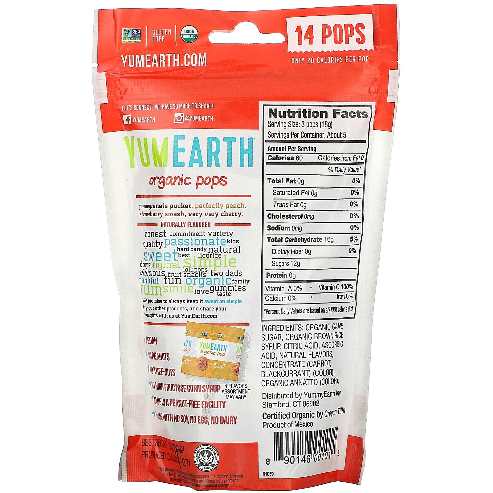 YumEarth, Pirulitos Orgânicos, Sabores Variados, 14 Pirulitos, 85 g (3 oz) - Imagem 2