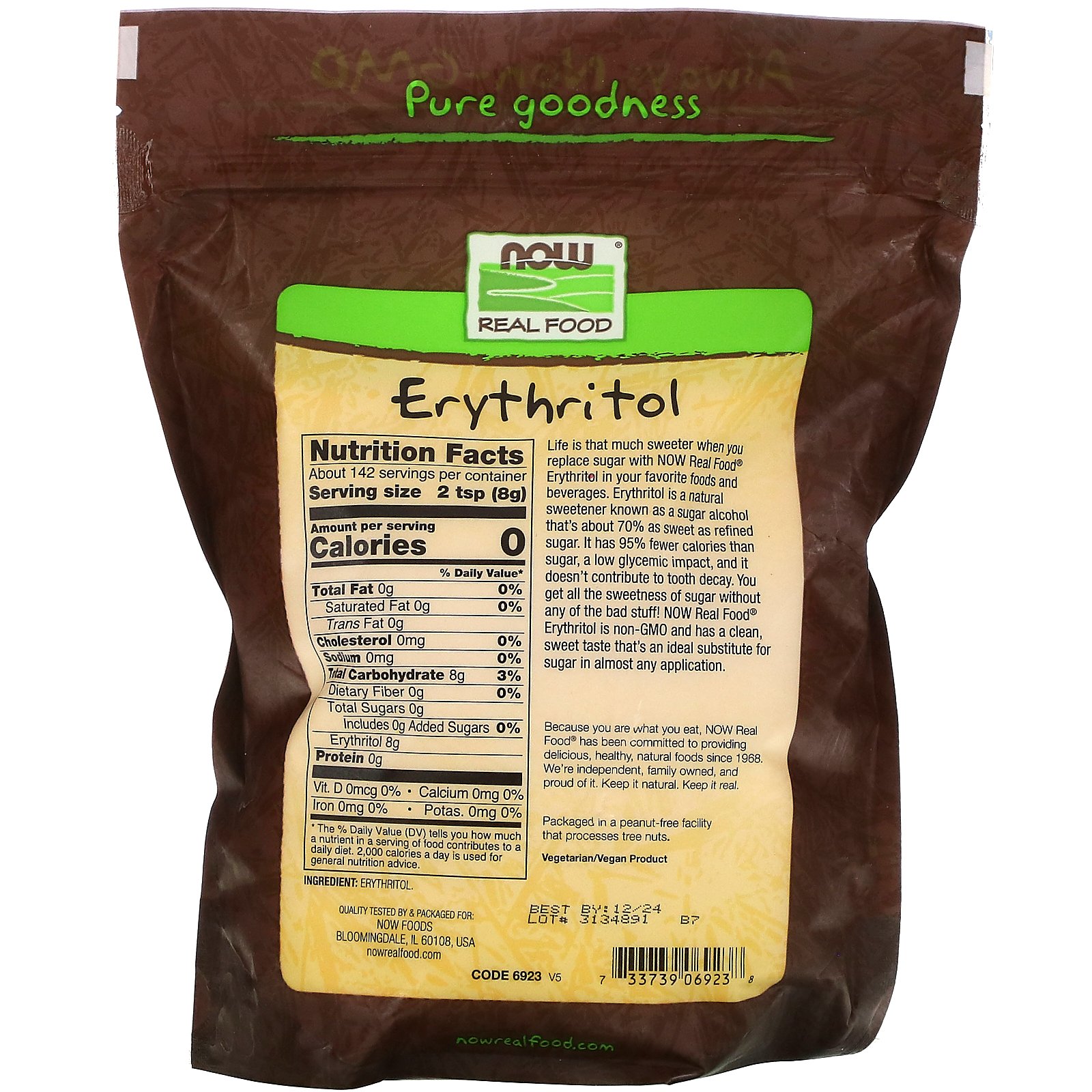 Now Foods, Real Food, Eritritol, Adoçante Natural, 1134 g (2,5 lbs) - Imagem 2