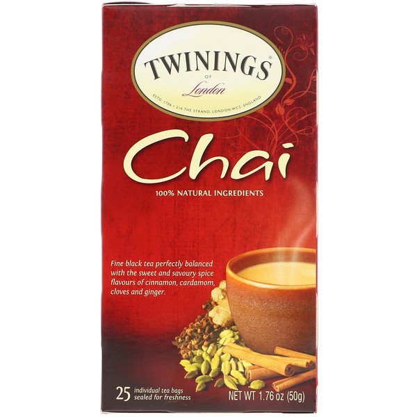 Twinings, Chá Chai, 25 sachês de chá, 1.76 oz (50 g)