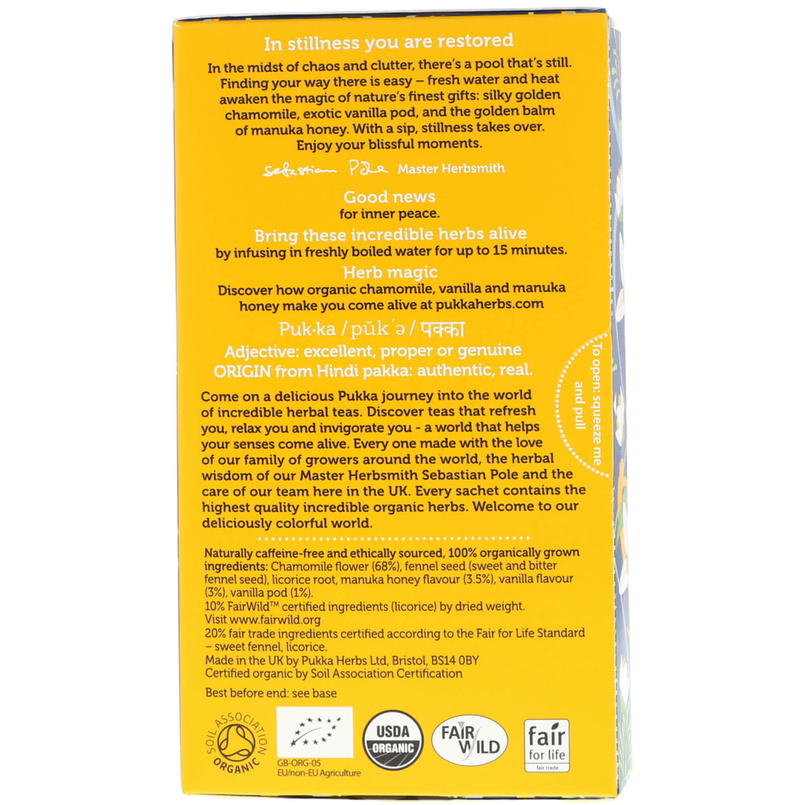 Pukka Herbs, Chá de Camomila, Baunilha e Mel Mamuka, sem Cafeína, 20 sachês de chá de ervas, 1.12 oz (32 g) - Imagem 2