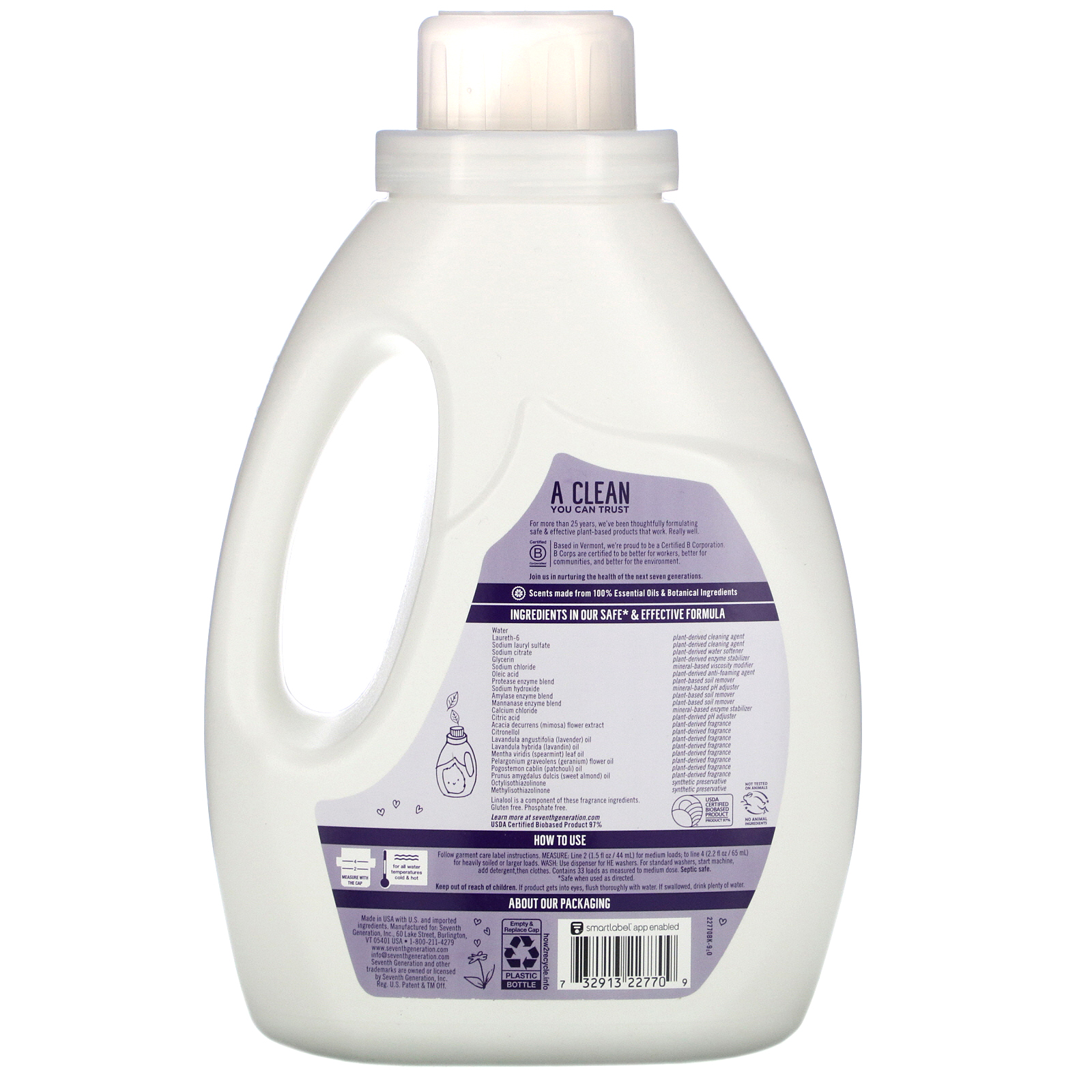 Seventh Generation, Laundry Detergent, Lavender, 50 fl oz (1.47 l) - Imagem 2