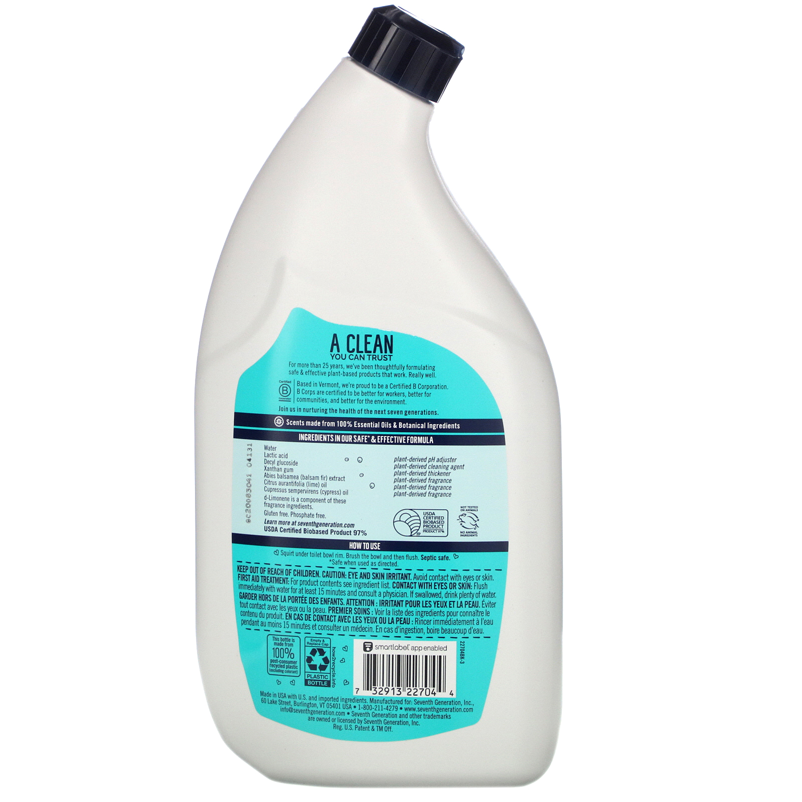 Seventh Generation, Toilet Bowl Cleaner, Emerald Cypress & Fir, 32 fl oz (946 ml) - Imagem 2