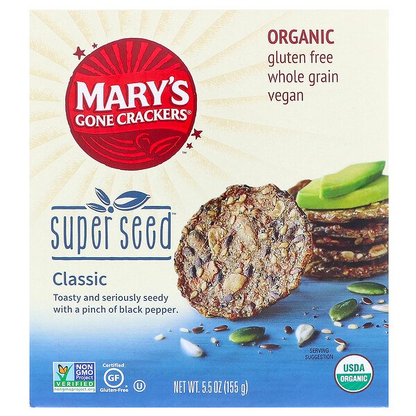 Mary's Gone Crackers, Biscoito orgânico de super sementes, 5,5 onças (155 g)